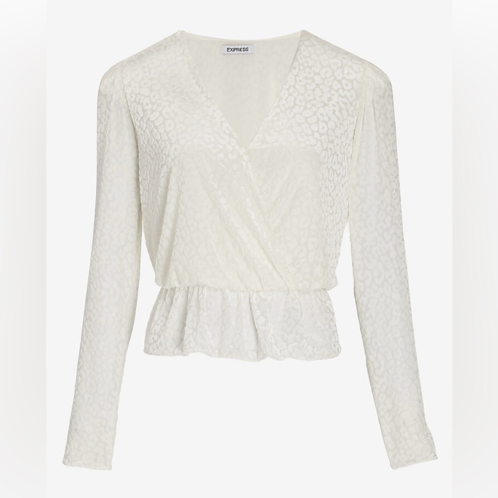 Express Burnout Velvet Leopard Peplum Top - Picture 3 of 7